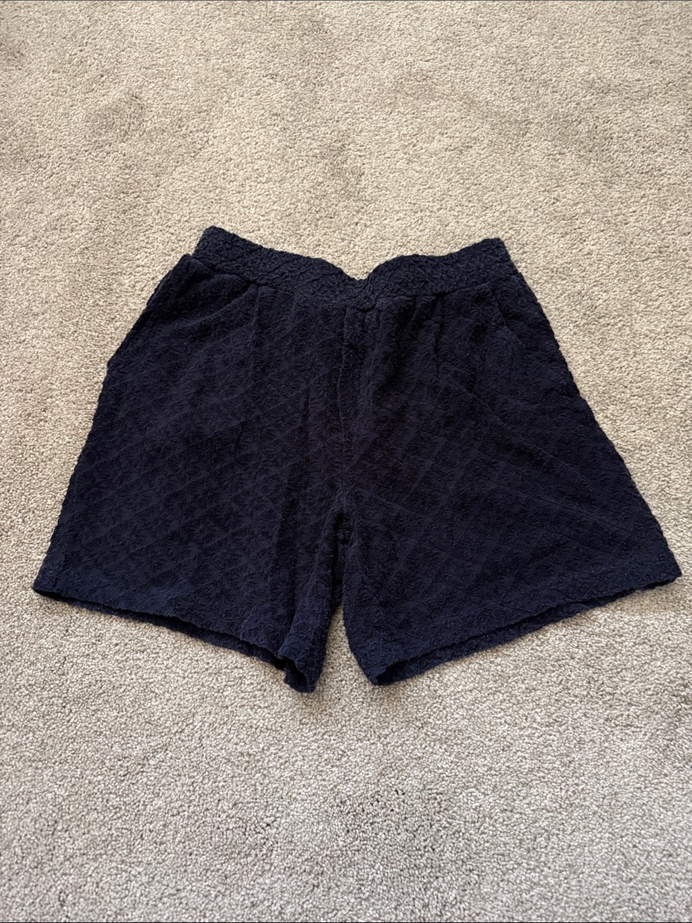 Threads 4 Thought Navy Textured Elastic-Waist Bermuda Shorts
